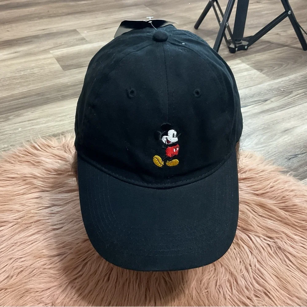 Disney Mickey Embroidered Black Adjustable Hat NWT